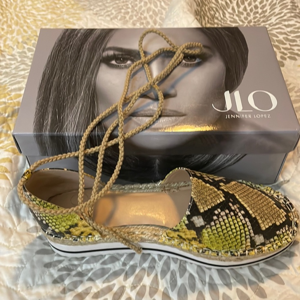 JLo yellow multi sandals
